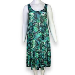 Swimsuits for All Coverup Dress Size 22 24 Mesh Tank Tropical Fern Stretch Midi